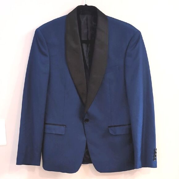 Ryan Seacrest Distinction Blue Tuxedo with Black Satin Lapel Sz 38S - Picture 3 of 15